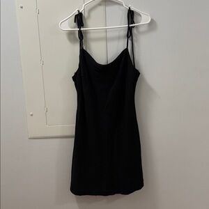 Free People mini black dress with tie shoulder straps